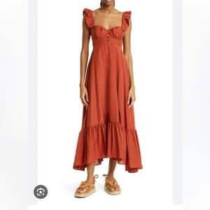 Farm Rio Brown Sleeveless Maxi Dress